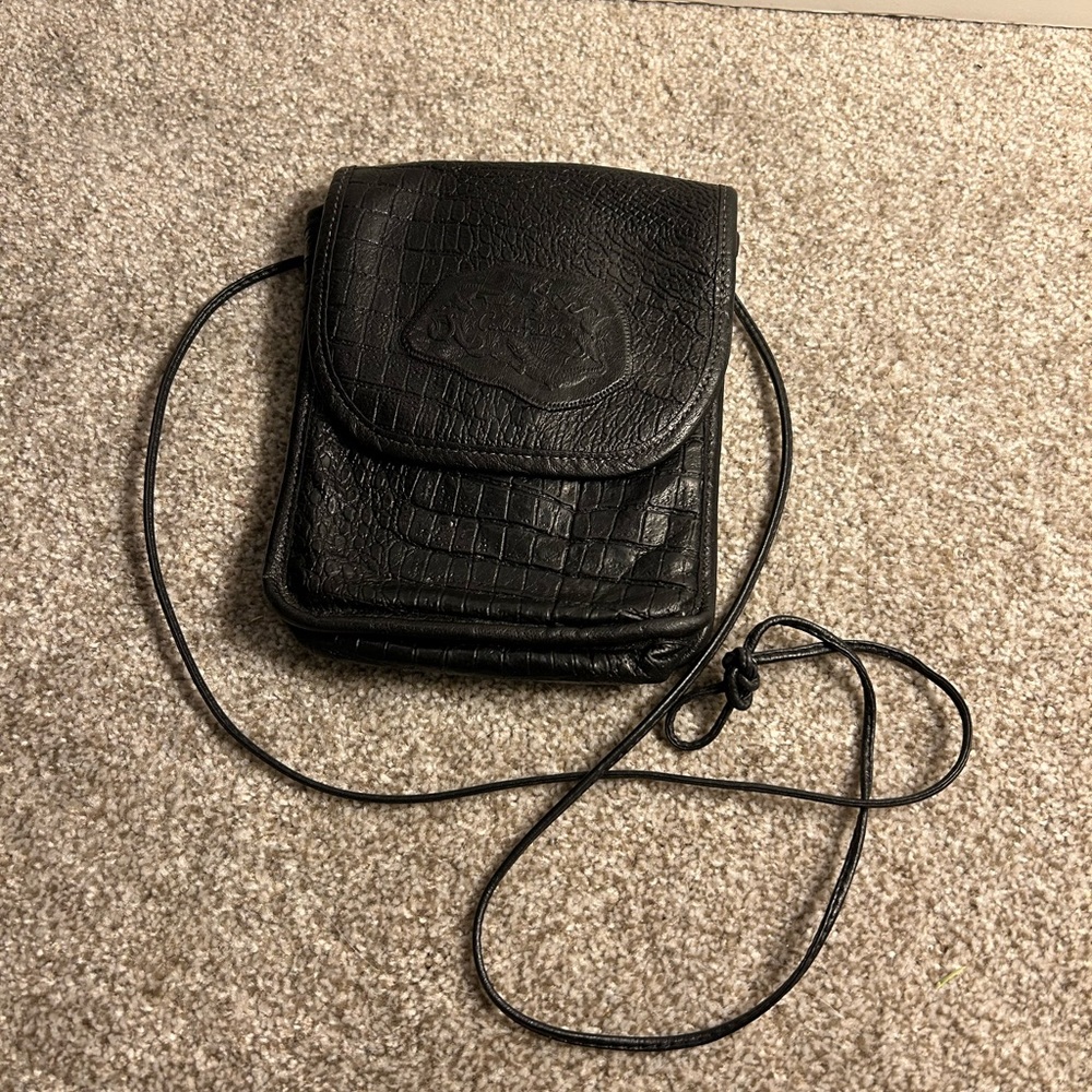Carlos Falchi Embossed Leather Crossbody Bag